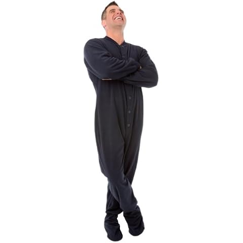 Micro Polar Fleece Onesie Adult Footed Pyjamas for Men & Women Navy Blue Cover