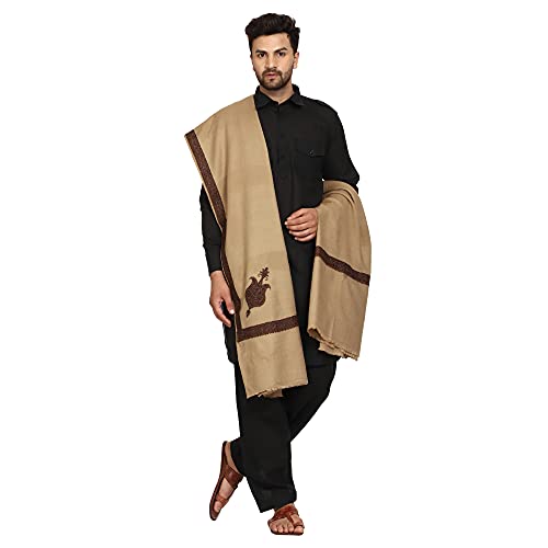 Image of SWI WITH LABEL Men's Kashmiri Embroidered Wool Shawl