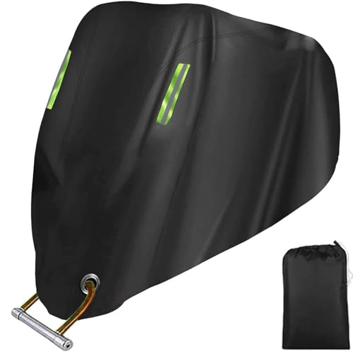Motorcycle Cover All Season,Universal Weather Durable Quality Waterproof Sun Outdoor Protection Scooter Shelter Tear Proof Night Reflective & Lock-Holes Storage Bag Fits up to 105" Motorcycles Vehicle