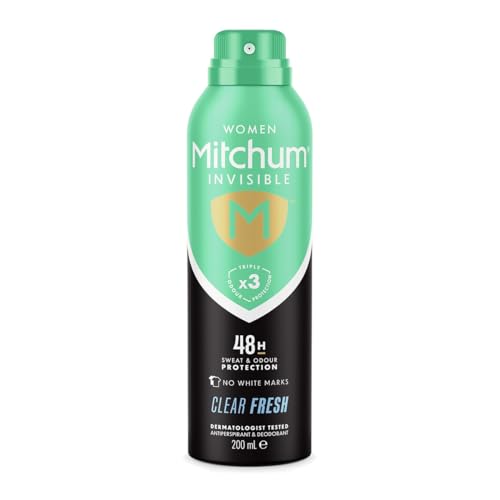 Mitchum Invisible Women 48HR Protection Aerosol Deodorant & Anti-Perspirant, No White Marks, Alcohol Free, Clear Fresh, 200 ml