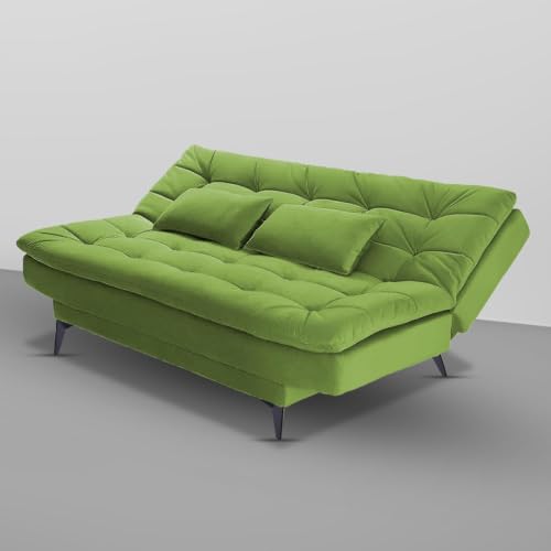 Image of Casaliving Danny Sofa Cum Bed for Living Room Premium Fabric Sofa New 3 Seater Sofa Cum Bed Velvet Fabric with 2 Cushions (Colour Light Green) Suitable for All Indoor Sofa Set