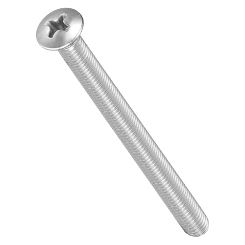 Image of METALLIXITY Semi-Countersunk Oval Head Machine Screws (M5-0.8x60) 25Pcs, 304 Stainless Steel Phillips Cross Recessed Machine Screw Bolts - for Furniture Assembly DIY Projects, Silver