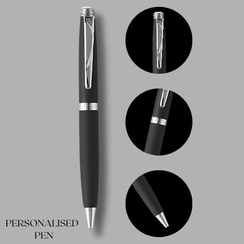 Image of 2-in-1 Card Holder and Metal Pen Gift Set, Black Leather Steel Business Card Case, Corporate Gift Set (Black)