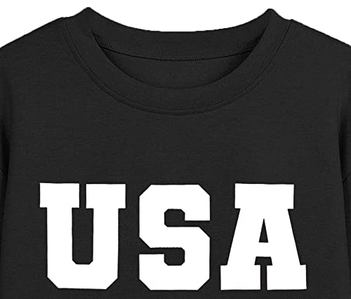 Image of LAZYCHILD USA Sweatshirt Women American Flag Shirt Patriotic TShirt Stars Stripes Pullover 4th of July Tee Tops
