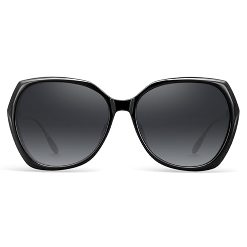 Trendy Oversized Polarized Sunglasses for Women Large Black Driving Sun Glasses Crastal Elements Designer Shades2