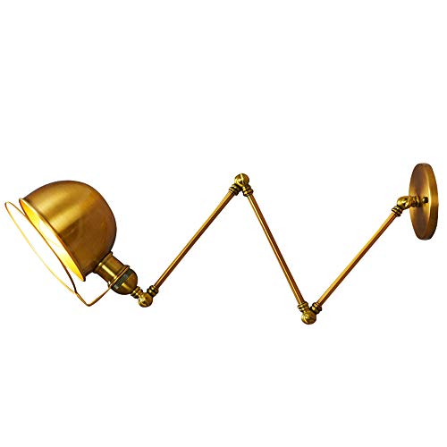 Preisvergleich Produktbild Wandleuchten Schlafzimmer Lesewandleuchte Industrie Retro Folding Eisen-Wand-Lampe, kreative einziehbare lange Arm E27 Gold-Wandleuchte, Wohnzimmerlampe Esszimmer Lampe