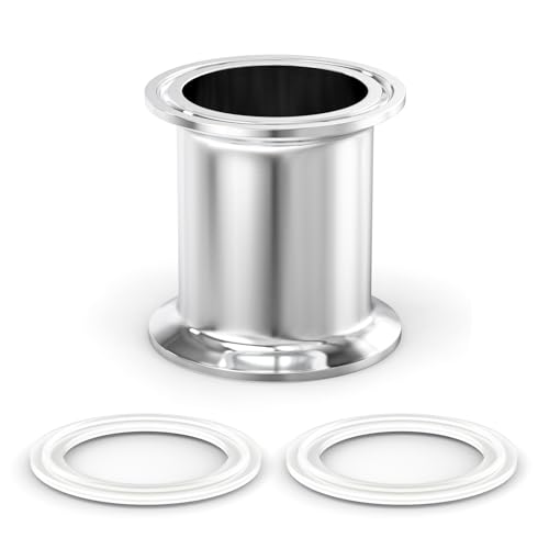 ERGAOBOY 1 Stück 1,5 Tri Clamp 50,5MM OD Ferrule Flansch Sanitär Spool Tube 304 Edelstahl Nahtlose Rundrohre mit Unterlegscheiben (Rohrlänge: 2/51MM)