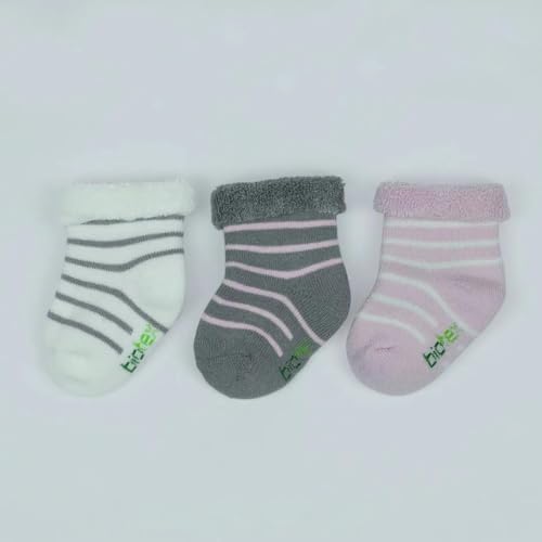 3 Pairs Baby Girl and Boy Organic Cotton Socks in Gift Box, Cushion, Newborn Infant Toddler Terry Socks, 0-12 Months3