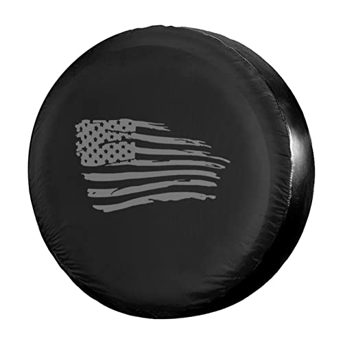 Foruidea Waving American Flag Military Spare Tire Cover Dust-Proof Wheel Tire Cover Fit Trailer, RV, SUV and Many Vehicle 15 Inch