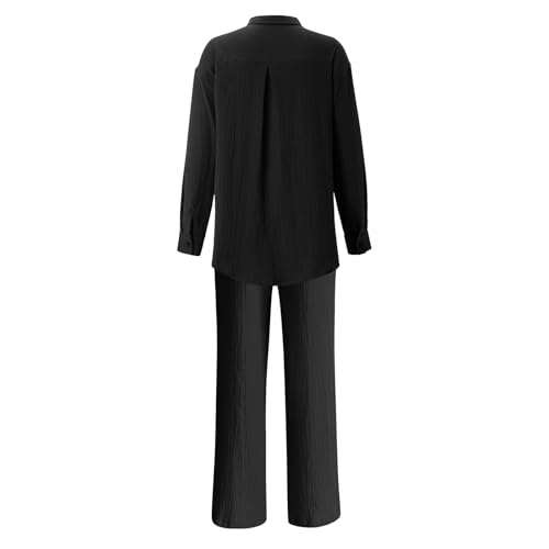 Ensemble 2 pièces vêtements d'intérieur amples d'été en coton lin blanc - 4