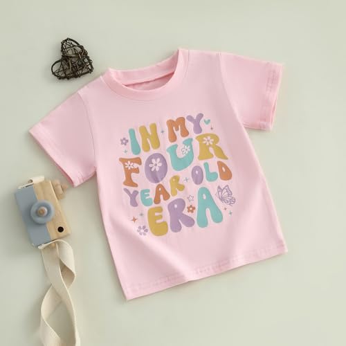 Toddler Girls Birthday Outfit in My One Two Three Four Five Six Year Old Era Shirt Short Sleeve Tops Summer Clothes3