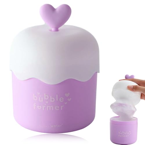 Gesichtsreiniger Foamer Cup, Cute Face Cleanser Bubbler, Foam Bubble Maker Travel Skin Care Foam Schäumer Cup Gesichtsreiniger für Mädchen Face Wash Shower Tools(Lila)