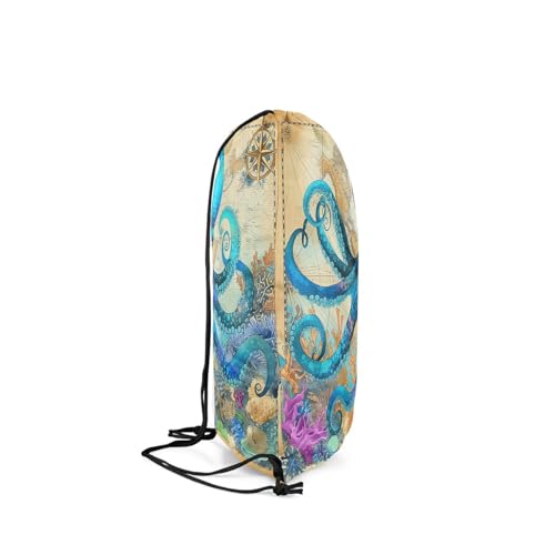 jejeloiu Octopus Drawstring Backpack Ocean Kraken Gym String Bag Blue Tentacles Sports Drawstring Sackpack Nautical Sea Animal Sealife Waterproof4