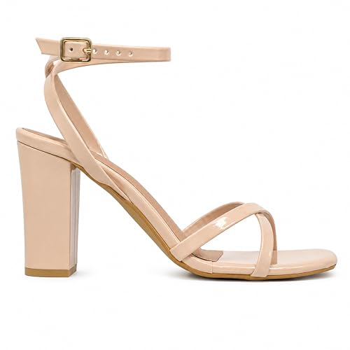 Image of WFS Women 3.5 Inch Elegant Block Heel Sandals for Women with Ankle Strap