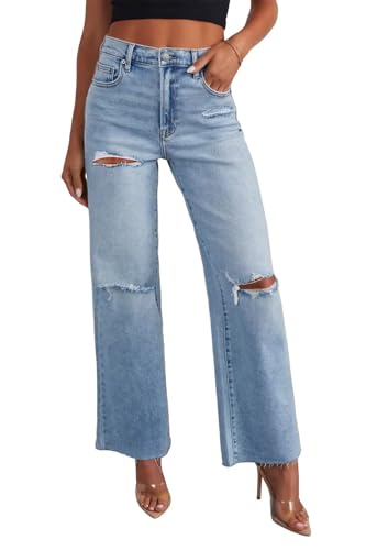 Jean capri extensible femme taille haute Allimy à jambe large
