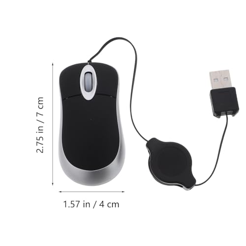 Image of Hemobllo Mini USB Mouse 1000Dpi Optical Computer Mouse with Retractable Cord Portable Wired for Laptop and Desktop 3-Way Scroll Wheel Comfortable Grip Left and Right Hand Use