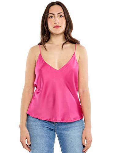 Top coloré avec bretelles en satin haut de gamme 100% Made in Italy pour femme