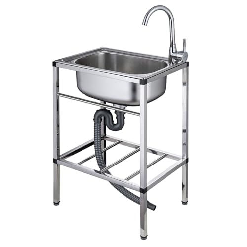 Évier utilitaire portable mobile en acier inoxydable pour cuisine et bar