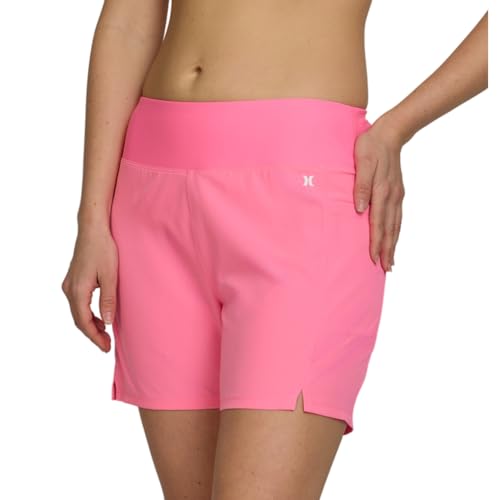 Image of Hurley 5 inch /7 inch High Waisted Swim Shorts Women, Board Shorts with Pockets & Inner Liner, Quick Dry Swim Trunk, UPF 50+