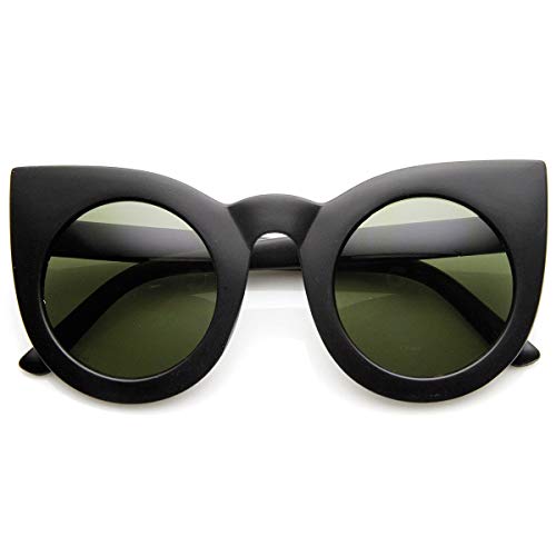 zeroUV - 70s Womens Large Oversized Retro Vintage Cat Eye Sunglasses For Women with Round Lens 48mm
