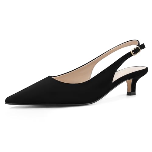 Image of AprCoco Women's Kitten Heels Slingback Pointed Closed Toe Ankle Strap Elegant Women Pumps Shoes for Dating Wedding