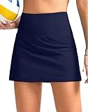 SANTINY Women's High Waisted Swim Skirt with Pocket Tummy Control Tankini Swimsuit Bathing Suit Bottoms for Women (Navy_L)