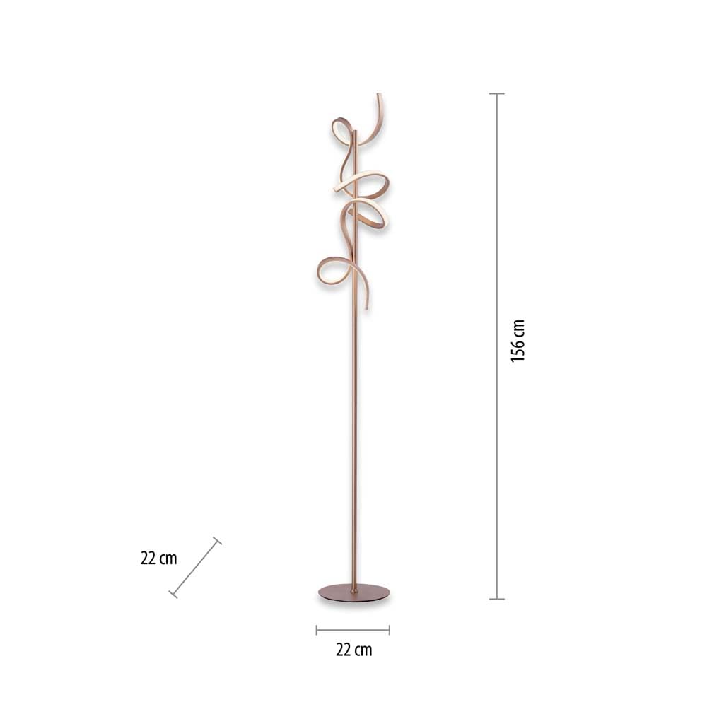 Just Light Stehlampe Stehleuchte Designlampe dimmbar LED Wohnzimmerlampe messing H 156 cm