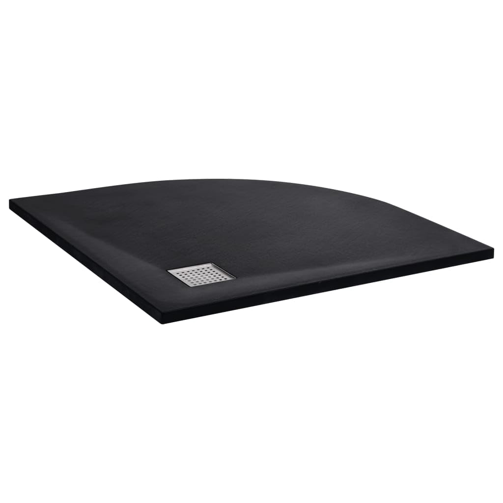 vidaXL Plato de Ducha Base Pie Receptáculo Aseo Cuarto de Baño Esquina Suelo Antideslizante Duradero Extraplano Resina SMC Negro 90x90 cm