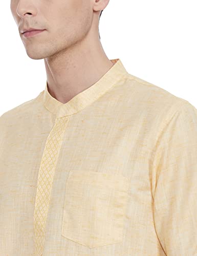 Image of Diverse Men's 70PercentPoly and 30PercentCotton Slim Embellishment Solid Kurta