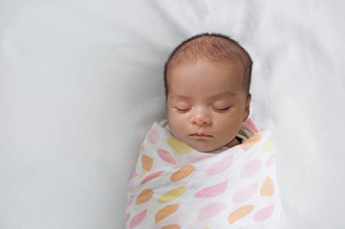 Image of Amazing Baby Silky Swaddle Muslin Blankets, Set of 2, Bamboo Viscose, Petals and Dots, Pink