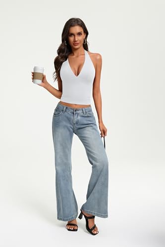 Image of Avidlove Women's Halter Top Deep V Going Out Tops Double Lined Sexy Backless Summer Crop Tank Top