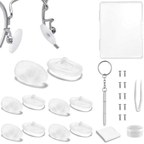 Eyeglass Nose Pads,BEHLINE 5 Pairs Screw-in Soft Silicone Glasses Replacement Nose Pieces14mm Anti-Slip Sunglass Nose Guards,Eyewear Repair Kits Cover