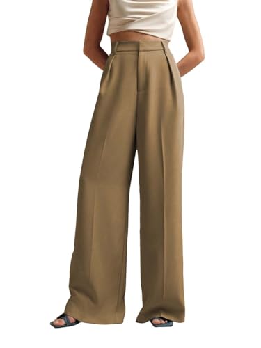 Image of KOTTY Women's High Waist Solid Color Hook and Bar Wide Leg Casual and Formal Trousers