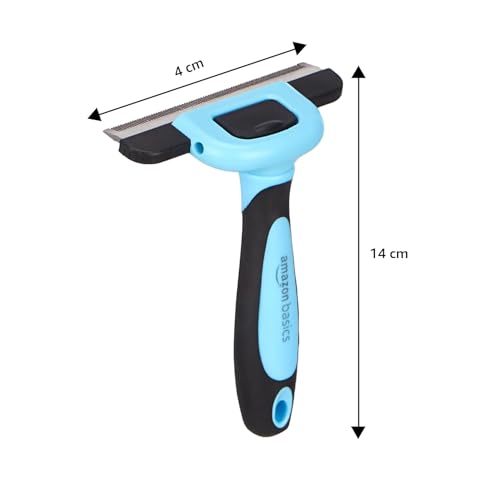 Image of Amazon Basics Deshedding Tool for Pet Dog Grooming | Removes Loose Hair, Mats, Tangles, and Dirt | Suitable for All Dog Breeds | Large Blade