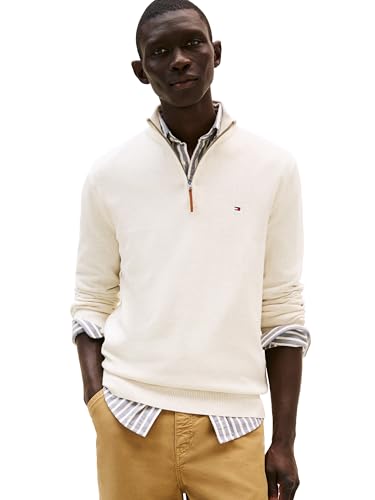 Image of Tommy Hilfiger Men's Long Sleeve Cotton Quarter Zip Pullover Sweater