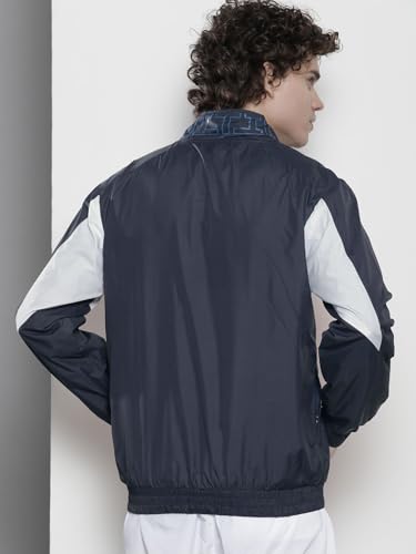 Image of The Indian Garage Co Men Regular Fit Colorblocked Wind Cheater