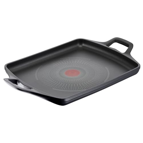 Lagostina Aroma Piastra Grill Antiaderente in Alluminio Pressofuso 26x32 cm, Induzione, Gas e Forno con Indicatore Cottura Thermo-Signal e Rivestimento Titanium Per Mantenere il Calore