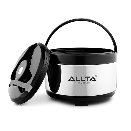 Image of ALLTA Stainless Steel Casserole 5.5 Litre | Double Wall Insulated Hot Pot & Roti Box | Keeps Food Hot 6-8 Hours | Airtight, Leakproof, Odourless | Serveware for Kitchen & Dining (5500ml, Black)