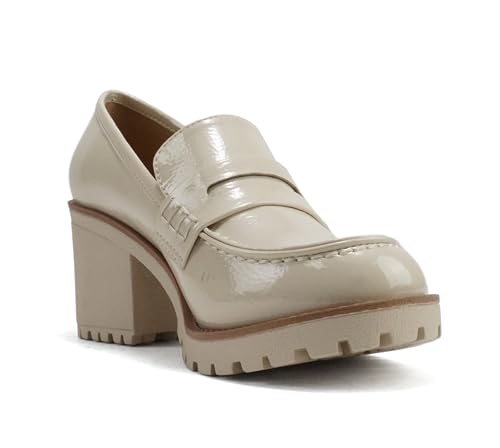 Image of Soda inchKinder inch ~ Women Slip On Chunky Mid Heel Lug Sole Penny Loafer Shoe