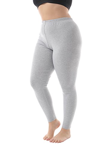 ZERDOCEAN Women's Plus Size Modal Lightweight Full Length Leggings Light Gray 2X