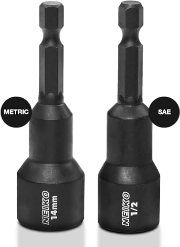 Image of NEIKO 10250A Magnetic Hex Impact Nut Driver Set, 12-Piece Driver Bit Set for Drill, Cr-V Steel, 1 /4 inch Quick-Change Hex Shank Nutsetters, Impact Rated SAE & Metric Master Impact Driver Socket Set