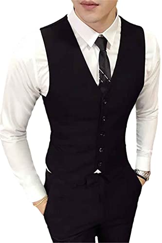 Yeuyyben Men's Slim Fit Suit Vest Casual Suit Vest Man Formal Businss Vests Male Waistcoat