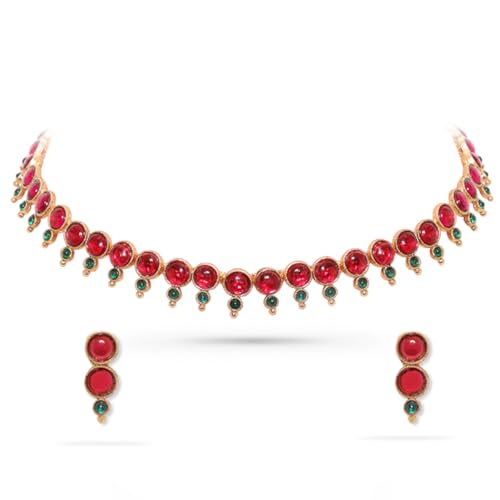Image of Rubans Necklace Set Gold Plated Traditional Stylish Jewellery Gift for Women & Girls