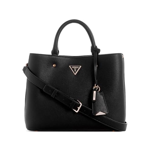 GUESS Damen Meridian Girlfriend Satchel Schulranzen, Griffe Oben, Schwarz