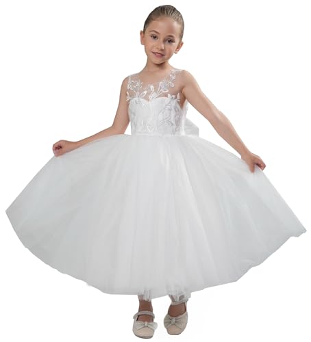2Bunnies Girl Ball Gown 3D Lace Embroidery Puff Tulle First Communion Flower Girl Dress