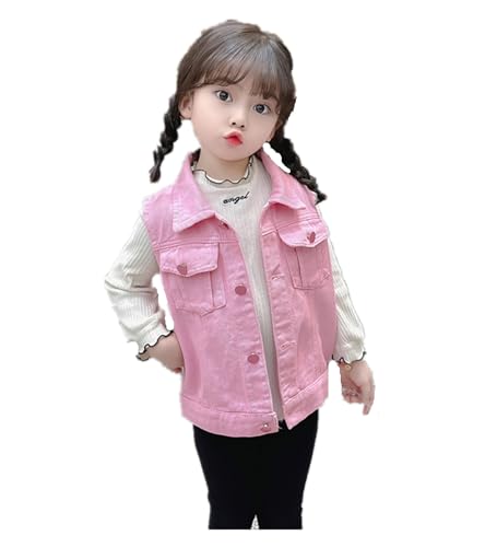 MW&FOFJR Toddler Little Girls Classic Denim Vest Button Down Sleeveless Jeans Tops Coat