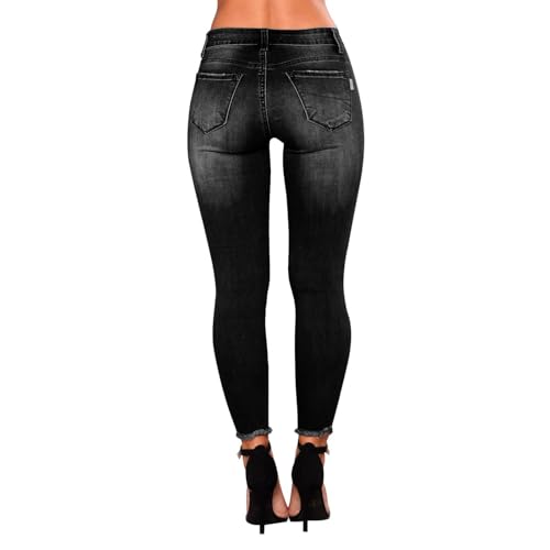 Ripped Skinny Jeans for Women High Waisted Tummy Control Jeggings Slim Fit Distressed Stretchy Denim Pants with Pocket3