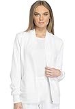 Dickies Dynamix Women Warm Up Scrubs Jacket Zip Front DK330, L, White