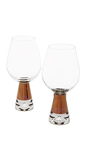 Tom Dixon Tank Wine Glasses | Set of Two Luxury Wine Glasses | Mouth-Blown Glass with Hand-Painted Copper Detailing | Contemporary Design | Ideal Gift - Copper