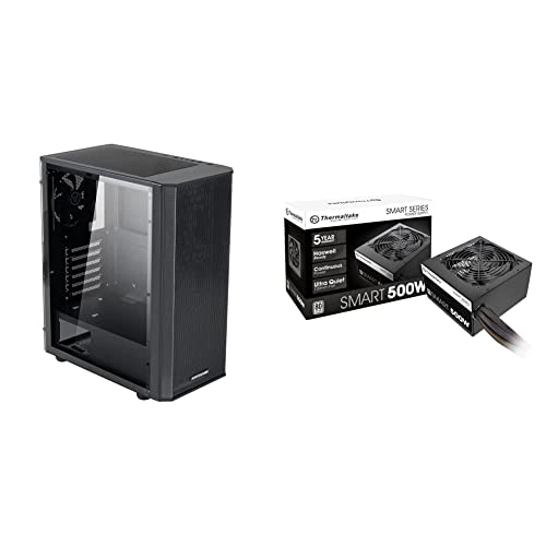 Gabinete ARESGAME AT-M1 Mid Tower para PC, panel lateral transparente, soporte para placas base ATX/Micro-ATX/Mini-ITX y refrigeración líquida hasta radiador de 240 mm, color negro miniatura 1